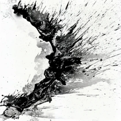 abstract black and white painting