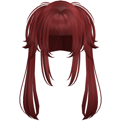 ♡ long emo wispy red twintails Roblox item