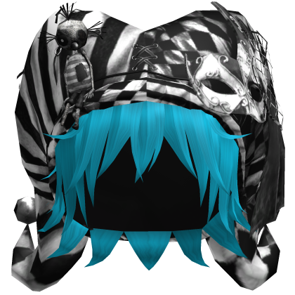 Black Gothic Circus Jester Hat w Hot Blue Hair Roblox item