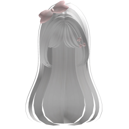 cute long white hair w/ butterfly bow  Roblox item