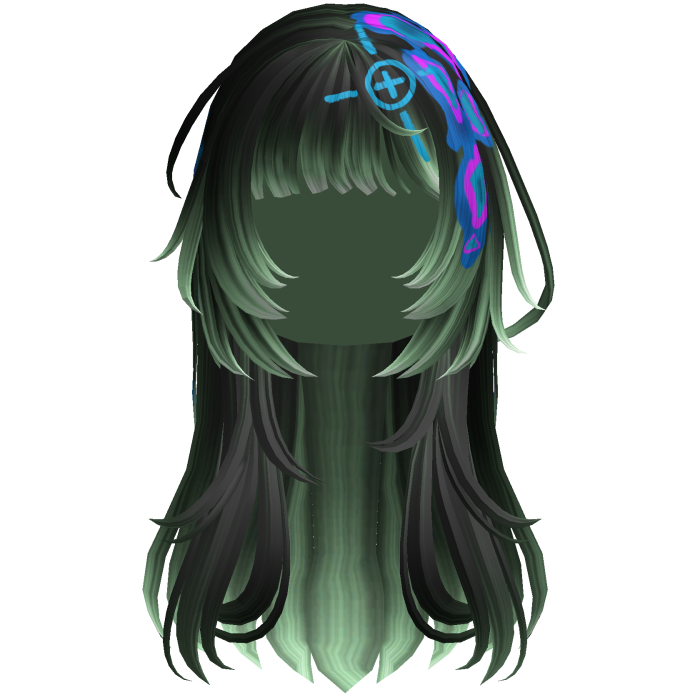 Green Heatwave Crosshair Punk Flowy Girl Hair