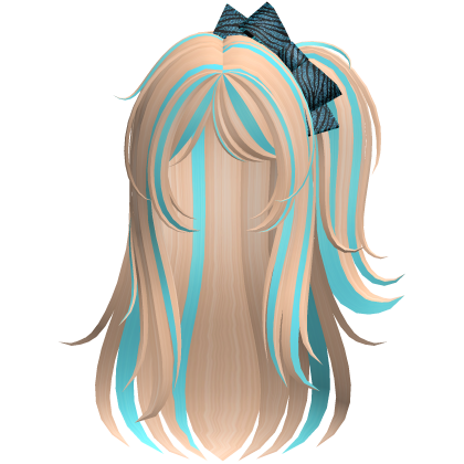 Gyaru Blue/Blonde Hair w Side Ponytail & Bow Roblox item