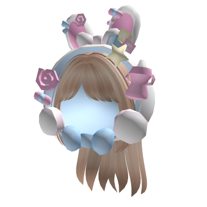 ♡ blonde kawaii hair with bunny hood  Roblox item