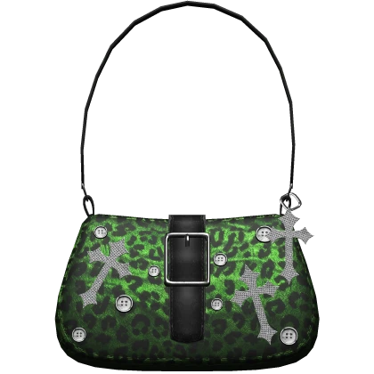 green leopard scene 2000s gyaru mcbling bag purse | Roblox Item