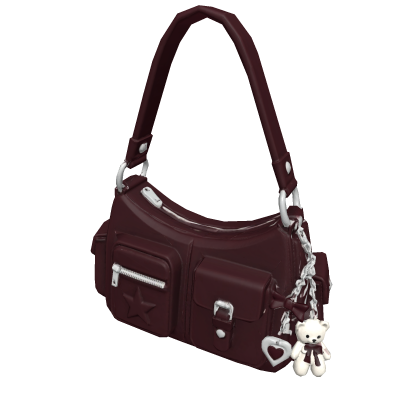 Burgundy (Dark Red) Star & Heart Charm Bag