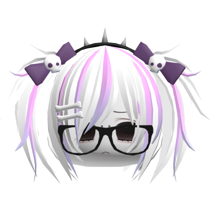 Emo Moe Vkei White Mini Pigtails /w Glasses