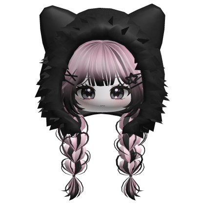 🍀Cute Girl Braided w/ Fur Hood(Pink&Black)