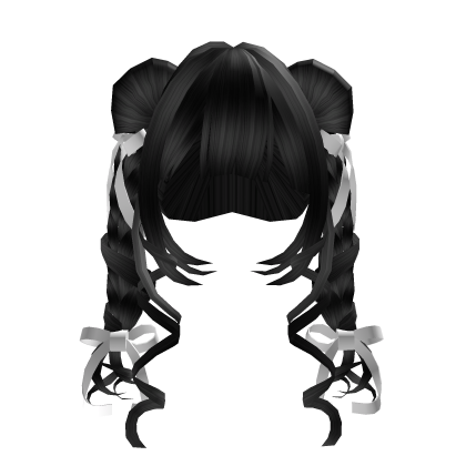 Black Doll Pigtails With White Bows 