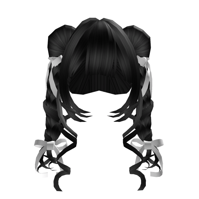 Black Doll Pigtails With White Bows 