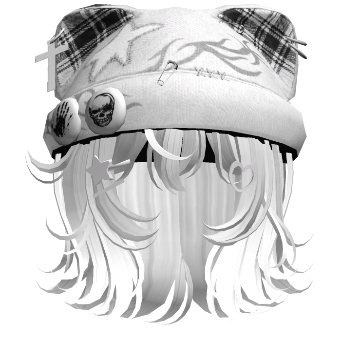 White Streetwear Y2K Beanie Girl Hair