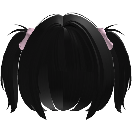 ♡ kawaii black tweencore pigtails w/ hair ties Roblox item