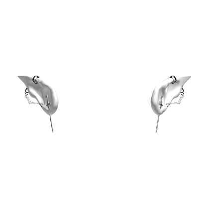 White Elf Ears w Black Earrings