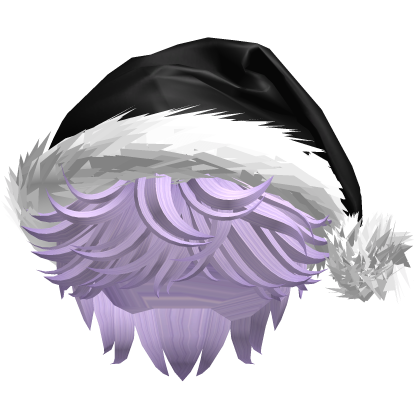 Messy Fluffy Violet Hair a Santa Hat Y2k