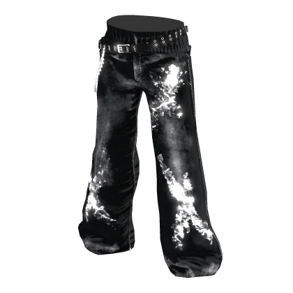 Black y2k Baggy Washed Jeans/White Glow[2AM]