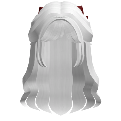 Flowy Half up Hair w/ red bow (White) Roblox item