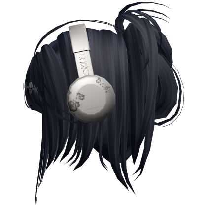 midnight blue messy y2k hair with headphones