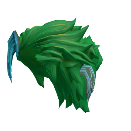 Messy green hair with a neon streak
