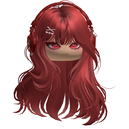 Red Hair w/ Y2K Headphones & Cute Face Roblox item