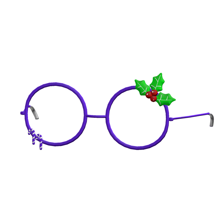purple christmas glasses