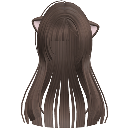 Cute Long Brown Aime Hair w/ Cat Ears Roblox item