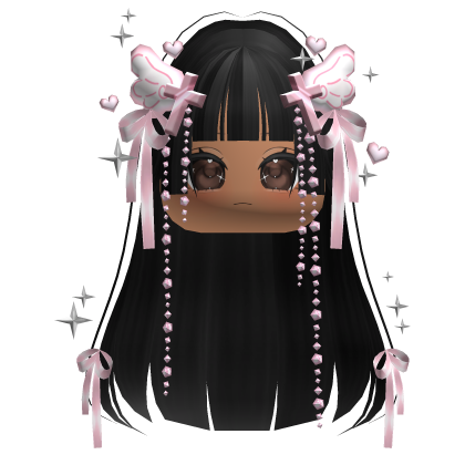 Cute Pink Fairycore Angel Hair w/ Gazed Face Roblox item