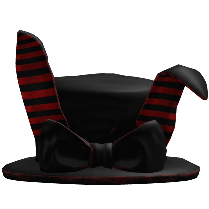 Red Striped Bunny Ears Gothic Top Hat