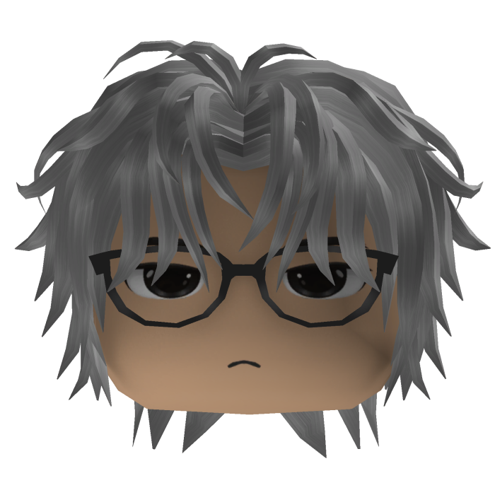 Layered Hair w/ Round Glasses (Gray)