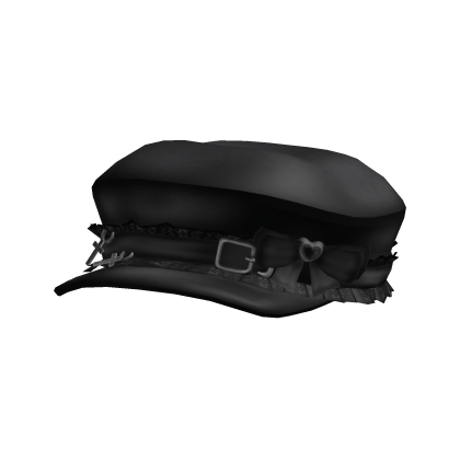 emo belt buckle beret in black Roblox item
