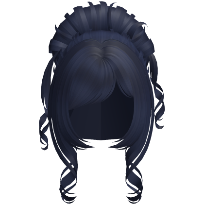 ♱ pretty curly high messy bun in blue Roblox item