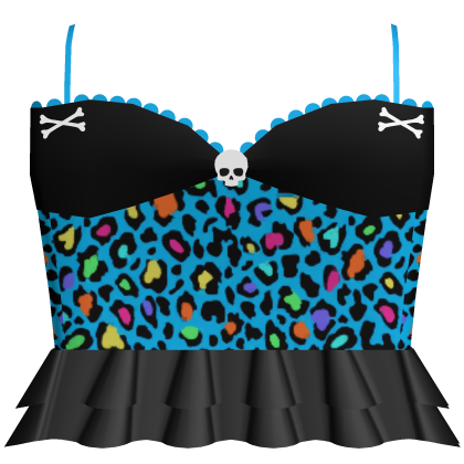 cute scene blue rainbow leopard print halter top Roblox item