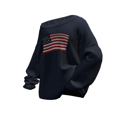 Posed Off Shoulder Oversized Sweater (USA Navy)