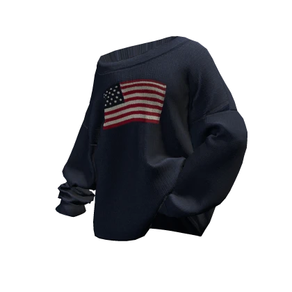 Posed Off Shoulder Oversized Sweater (USA Navy) Roblox item thumbnail