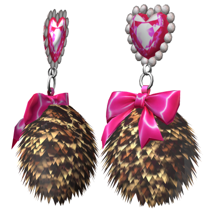 Kawaii Gyaru Fluffy Heart Leopard Earrings Pink