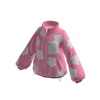 Cozy Flower Puffer Zip Up Jacket (Pink)