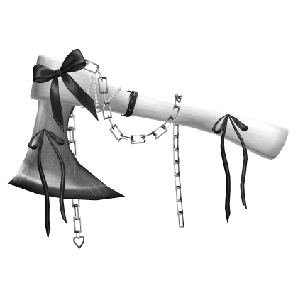 Goth Ribbon Chained Axe In White R
