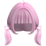 Long Pink Bangs w/ Cute Short Heart Pigtails 