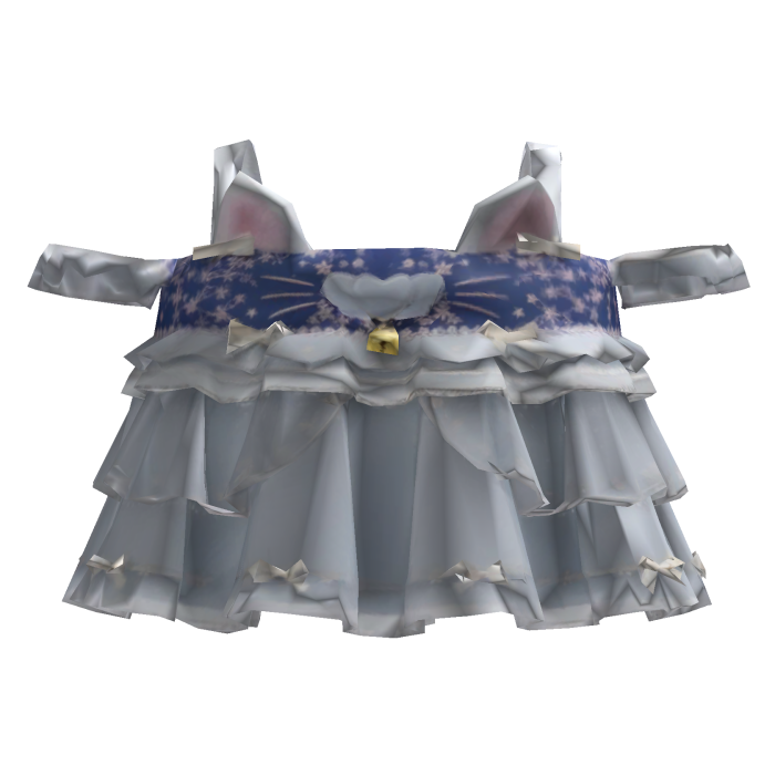 cutecore cat blue heart ear dress w ruffle