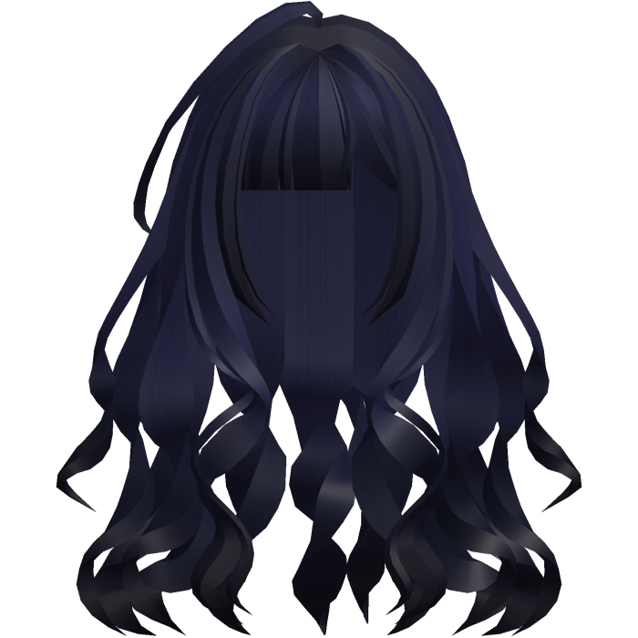 cute messy wispy long wavy hair indigo blue