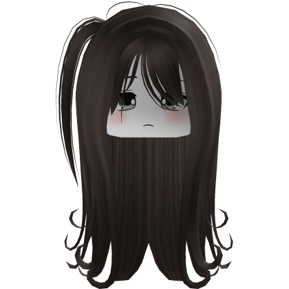 Long brown curly hair with ponytail and cute face Roblox item