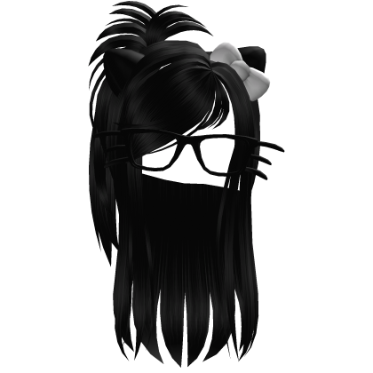 Black Cat Girl Hair + Cat Glasses (Black)