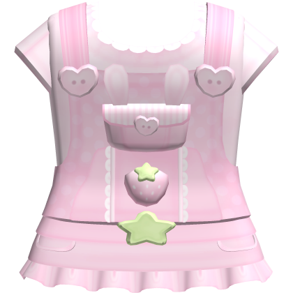 Cute Ruffled Pastel Pink Strawberry Overalls Dress