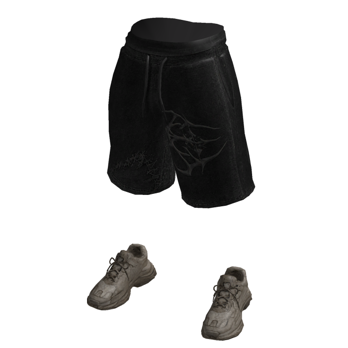 Distressed Cross Shorts w/ Sneakers