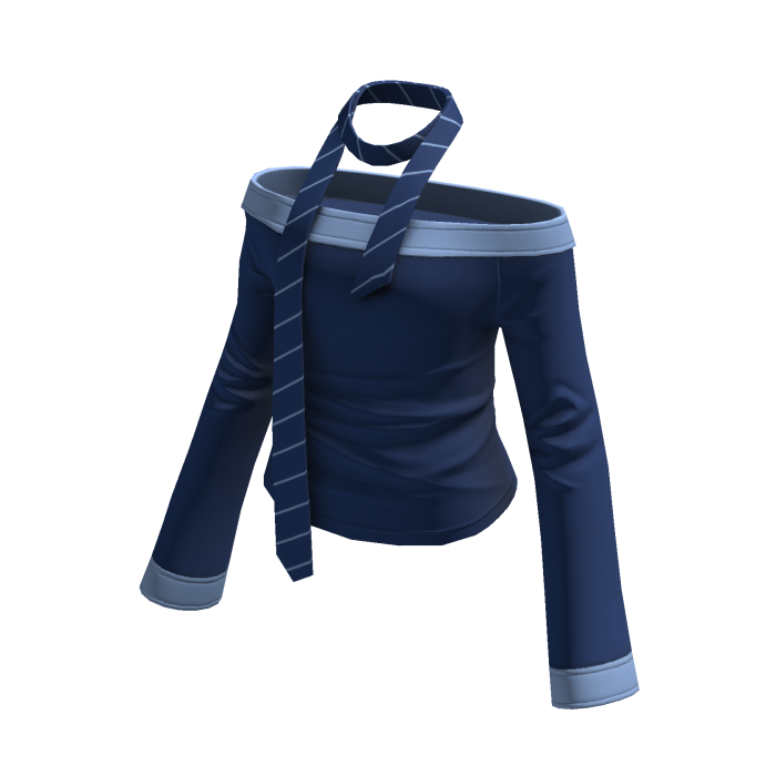 Off Shoulder Tie Top (Blue)