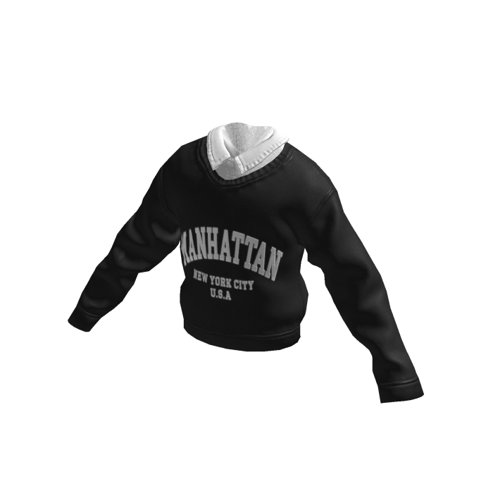 Black Manhattan Sweater w/ Polo Collar
