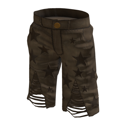 Y2K Distressed Star Denim Shorts (Brown) thumbnail