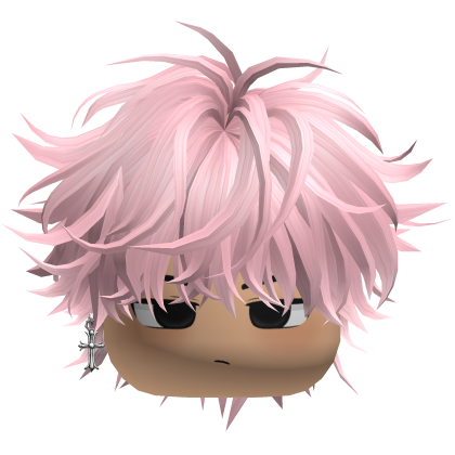 Pink Messy Spiky Hair w/ Earring & Boy Face thumbnail