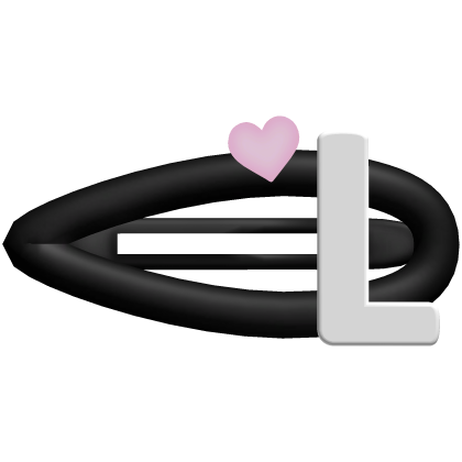 ♡ black l initial hair clip Roblox item