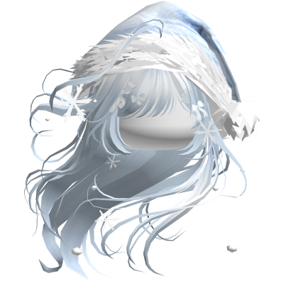 Windy Anime Hair w/Santa Hat (Light Blue)