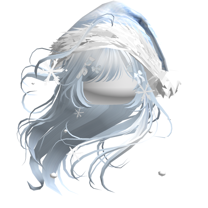 Windy Anime Hair w/Santa Hat (Light Blue)
