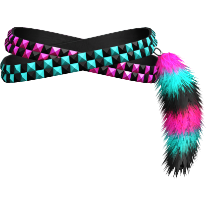 Pink Teal Studded Scene Belt Fur Keychain Right